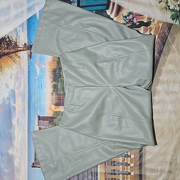 We The Free Faux Leather Green Flare Pants Size 31 - Picture 2 of 8